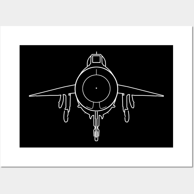 English Electric Lightning fighter aircraft outline graphic (white) Wall Art by soitwouldseem